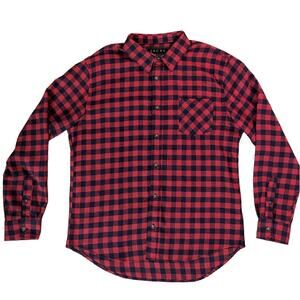 EUC Mens JACHS NEW YORK Recycled Red & Black Flannel Shirt Size LARGE